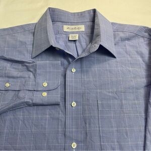 Brooks Brothers Shirt Light Blue Plaid Long Sleeve Cotton Non-Iron Men’s Large